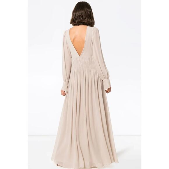 Couture Stella McCartney Carleigh Silk Georgette Maxi Dress Taupe 40 $2600 - Picture 3 of 12